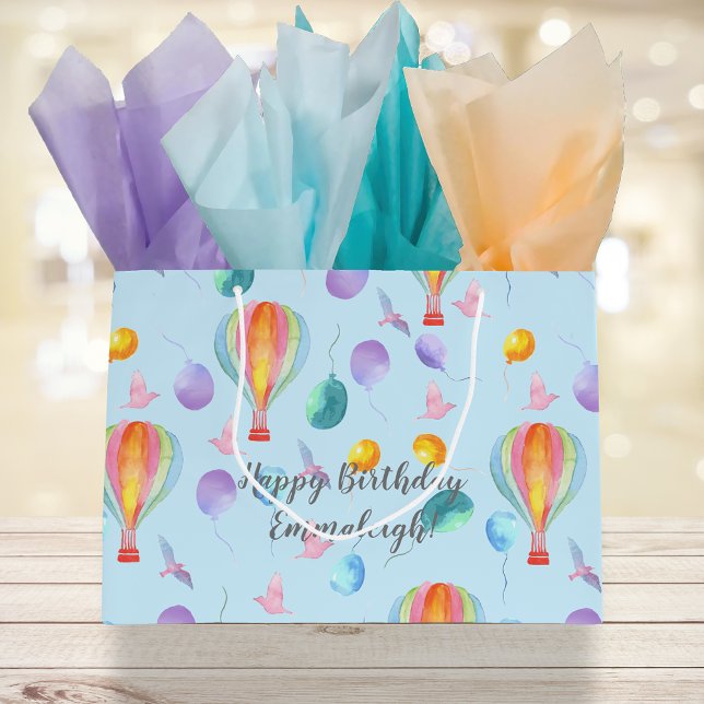 Grand Sac Cadeau Aquarelle personnalisée Motif à air chaud (Créateur téléchargé)