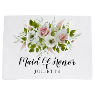 Grand Sac Cadeau Aquarelle romantique Roses Floral Maid Of Honor