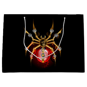 Grand Sac Cadeau Araignée en vapeur noire