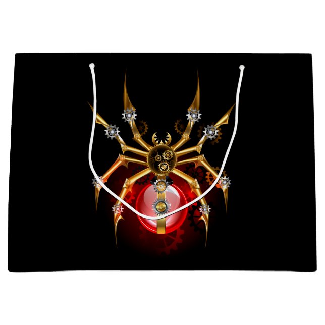 Grand Sac Cadeau Araignée en vapeur noire (Devant)