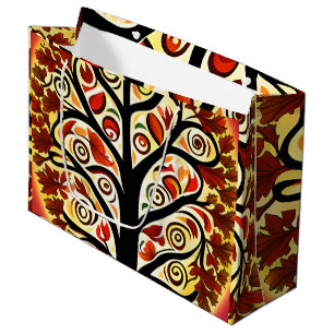 Grand Sac Cadeau Arbre Abstrait de récolte d'automne