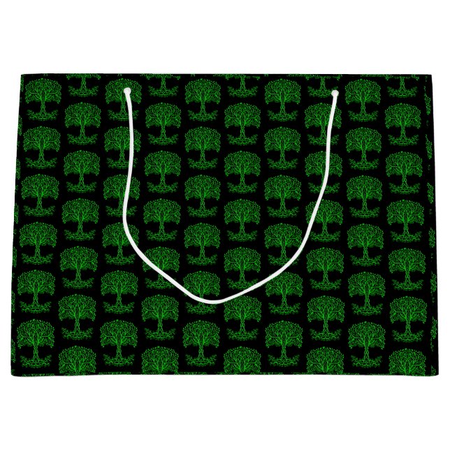 Grand Sac Cadeau Arbre Celtique Vert De Vie (Devant)