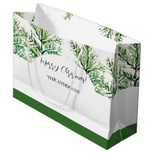 Grand Sac Cadeau Arbre d'aquarelle artistique personnalisé
