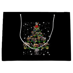 Grand Sac Cadeau Arbre De Noël Éléphant Couvert De Lampe De Feu