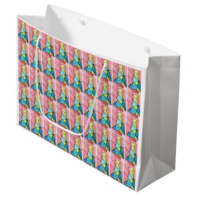 Grand Sac Cadeau Arbre de Noël en verre tendu (Devant Angle)