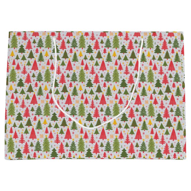 Grand Sac Cadeau Arbre de Noël multicolore (Devant)