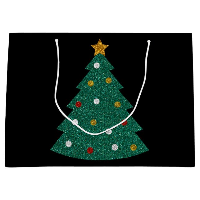 Grand Sac Cadeau Arbre de Noël parties scintillant (Devant)