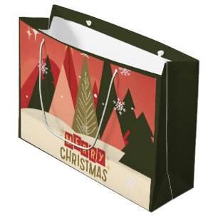 Grand Sac Cadeau Arbre de Noël rétro/Vintage