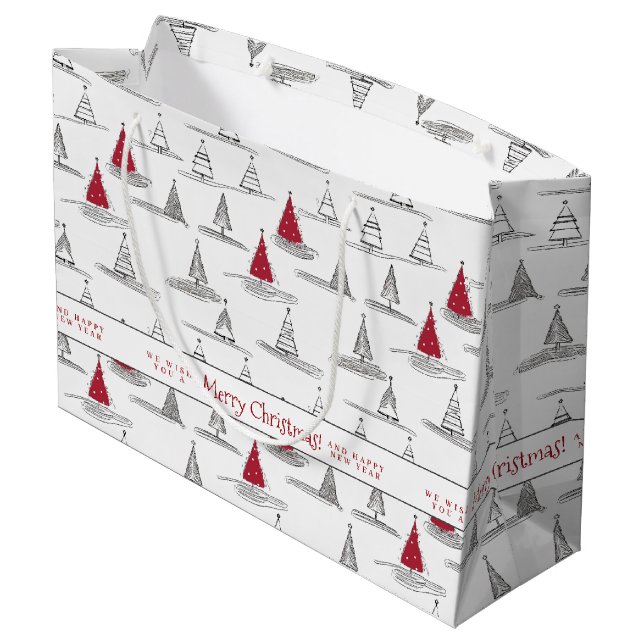 Grand Sac Cadeau Arbre de Noël rouge Motif#5 ID1009 (Dos Angle)
