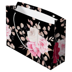 Grand Sac Cadeau arrière - plan à fleurs rouge rose