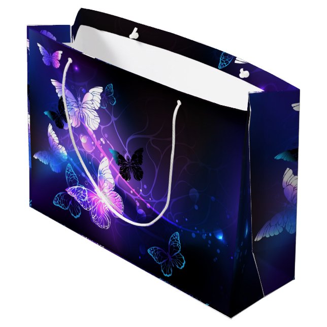 Grand Sac Cadeau Arrière - plan aux papillons de nuit (Dos Angle)