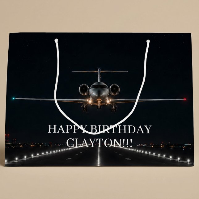 Grand Sac Cadeau Arrivée d'un jet de luxe exécutif après les heures (Créateur téléchargé)