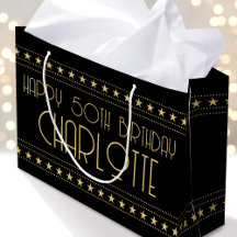 Art Déco Star Custom Age Name Black Gold