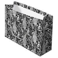 Art Nouveau Peacock Print, noir et blanc