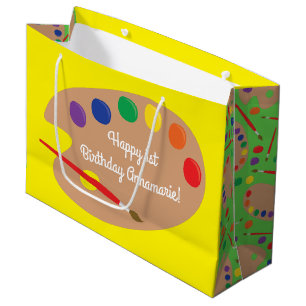 Grand Sac Cadeau Art Paint Palette Cute 1ère fête d'anniversaire