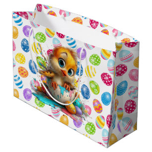 Grand Sac Cadeau Artiste de l'œuf de Pâques poussin