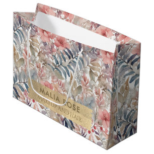 Grand Sac Cadeau Artiste de maquillage Fleur sauvage rose vintage