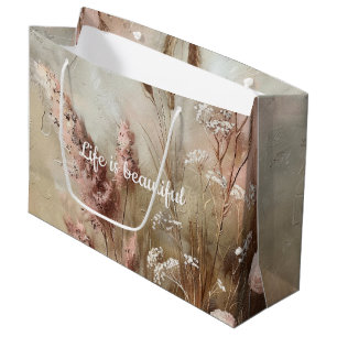 Grand Sac Cadeau Assez Chic Rose Pâle Bohème Floral Fête de Mariage