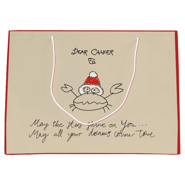 Grand Sac Cadeau Astrologie Cancer de Noël Horoscope Rouge Élégant (Devant)