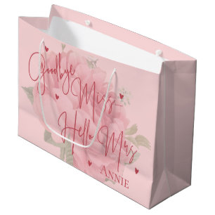 Grand Sac Cadeau Au revoir Mlle Bonjour Mme Pink Floral Fête des ma