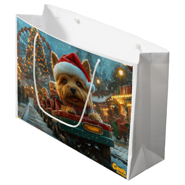 Grand Sac Cadeau Australie Terrier Dog Roller Dessous de verre Noël (Devant Angle)