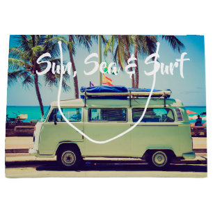 Grand Sac Cadeau Autobus de camping sur la plage vintage et sur mes