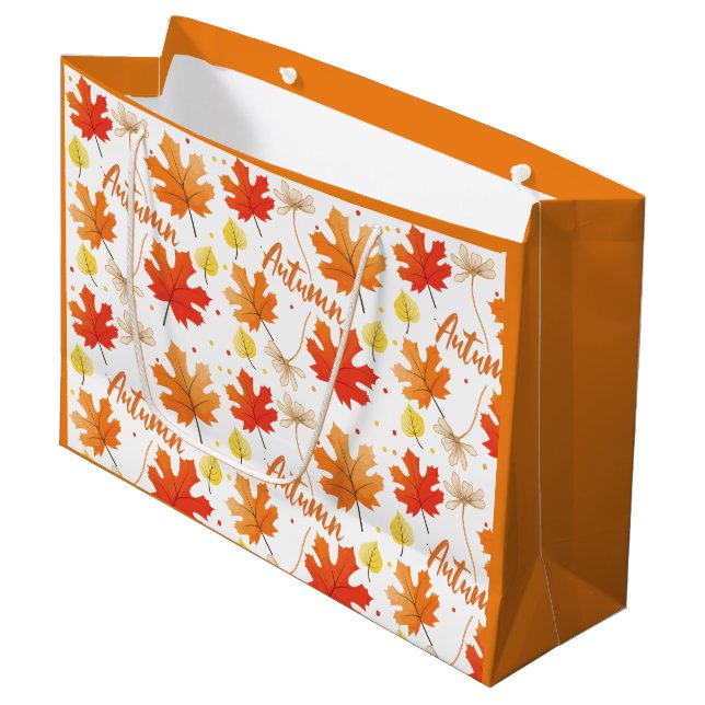 Grand Sac Cadeau Automne Feuillage Automne Feuilles Automne (Devant Angle)