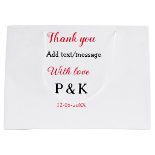 Grand Sac Cadeau Avec amour ajoutez lettre du nom du couple merci a