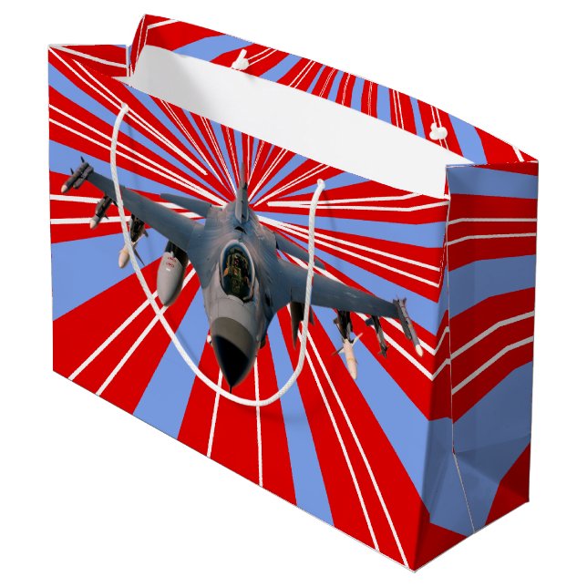 Grand Sac Cadeau Avion de chasse (Dos Angle)