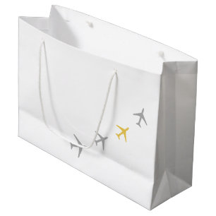 Grand Sac Cadeau Avions gris jaune Avions Aviation Fly Airways