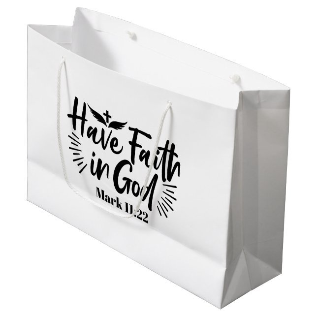 Grand Sac Cadeau Ayez foi en Dieu Mark 11:22 Citation Inspirationne (Devant Angle)