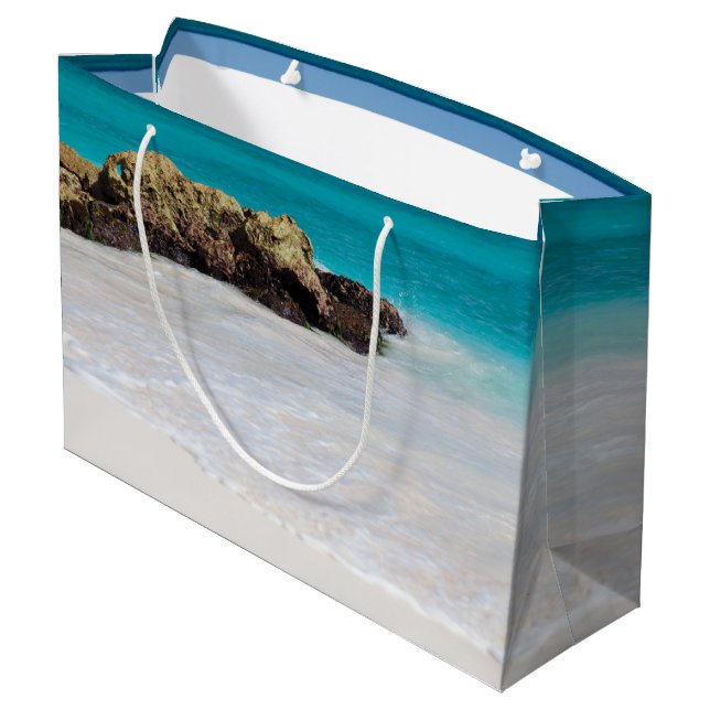 Grand Sac Cadeau Azure Ocean Sandy Beach Photo (Dos Angle)