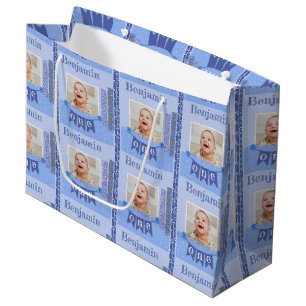 Grand Sac Cadeau Baby Boy 1er Anniversaire Blue Scrapbook