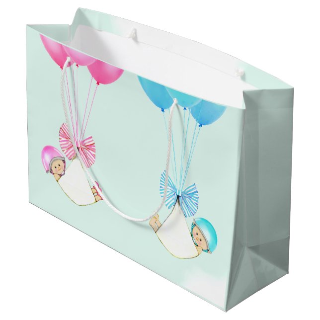 Grand Sac Cadeau Baby Boy and Girl Twins (Dos Angle)