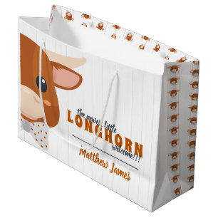 Grand Sac Cadeau Baby Boy Longhorn Burnt Orange