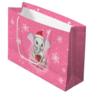 Grand Sac Cadeau Baby Girl First Christmas Jote Elephant Holidays