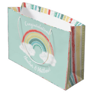 Grand Sac Cadeau Baby shower arc-en-ciel Boho