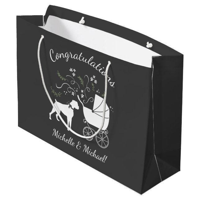 Grand Sac Cadeau Baby shower Chien Boxer Chien Chien Chien Gris Pup (Dos Angle)