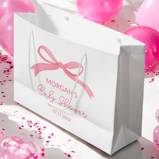 Grand Sac Cadeau Baby shower d'aquarelle rose pâle (Créateur téléchargé)