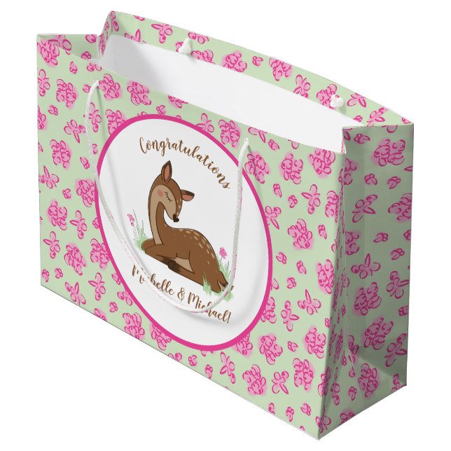 Grand Sac Cadeau Baby shower de cerfs (Dos Angle)
