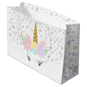 Grand Sac Cadeau Baby shower de fille de licorne d'arc-en-ciel