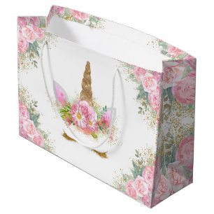Grand Sac Cadeau Baby shower de fille de visage de licorne