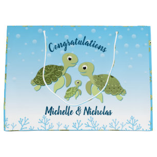 Grand Sac Cadeau Baby shower de la tortue de mer Co-Ed Genre neutre