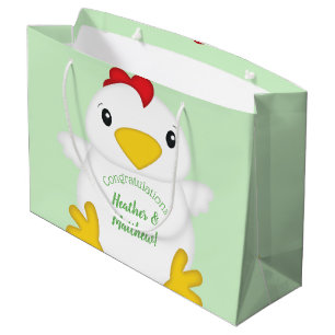 Grand Sac Cadeau Baby shower de poulet vert