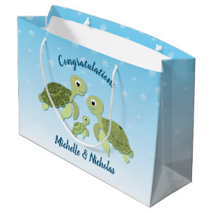 Grand Sac Cadeau Baby shower de tortue de mer Co-Ed Genre Neutre