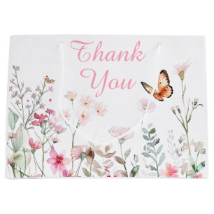 Grand Sac Cadeau Baby shower floral de papillon rose profond du pri