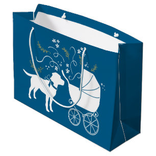 Grand Sac Cadeau Baby shower français de Bulldog Frenchie Blue