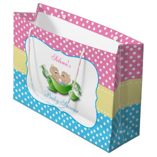 Grand Sac Cadeau Baby shower jumeau garçon et fille