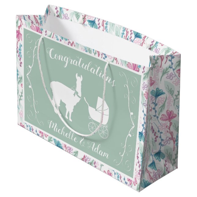 Grand Sac Cadeau Baby shower Llama (Dos Angle)