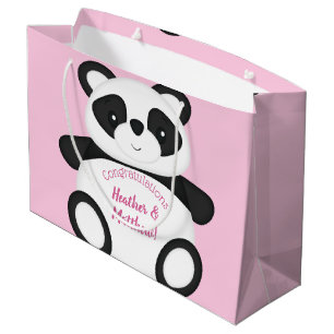 Grand Sac Cadeau Baby shower Ours Panda Rose
